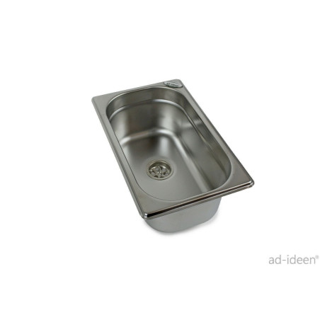 Acier Inoxydable évier de Cuisine Camping Évier Lavabo + Bonde 265 x 160 x 100 mm