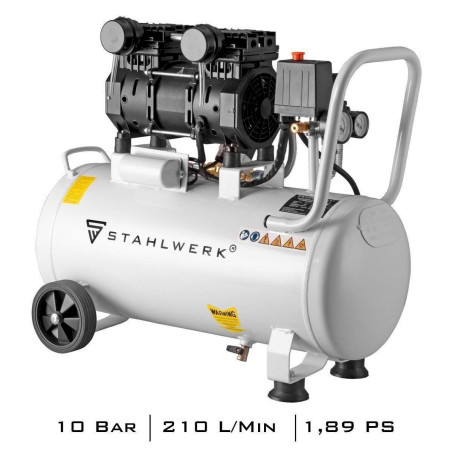 STAHLWERK Druckluft Flüsterkompressor ST 310 Pro Druckleistung 10 Bar