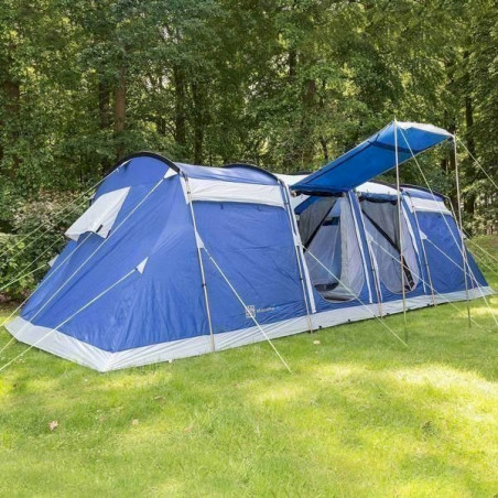 Skandika Montana 8 Protect - Tente De Camping Familiale Tunnel - 700 X 310 Cm - 8 Personnes - Bleu