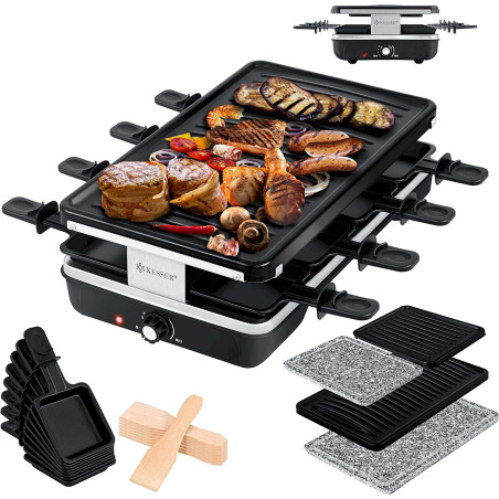 KESSER Raclette Tischgrill Grill 8 Personen 1200 Watt Schwarz