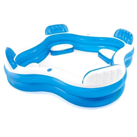 INTEX 56475NP Swim Center Lounge Family Swimming Pool mit Getränkehalter Blau