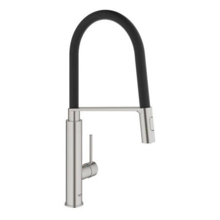 Grohe Concetto Robinet de cuisine avec mousseur ex­trac­tible et inverseur au­to­ma­tique de jet douche à mousseur acier