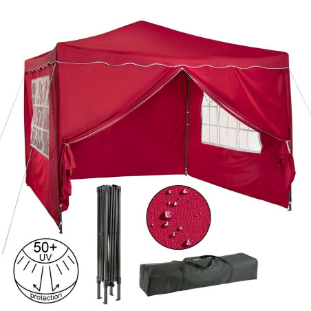 Arebos Pavillon Pliable - Tente de réception 3x3 m Rouge