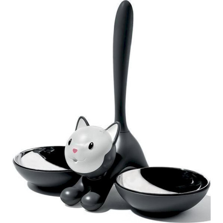 Alessi Gamelle pour chat Tigrito noir, acier inoxydable LxlxH 32x16x28cm