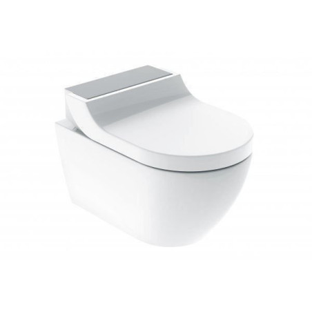 Geberit AquaClean Tuma Comfort Dusch-WC Kom­plett­an­la­ge L: 55 B: 35 cm, mit WC-Sitz weiß/edel­stahl gebürstet