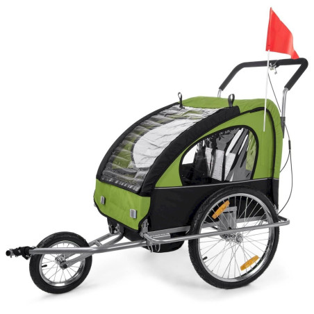 SAMAX Remorque Vélo conver­tible Jogger 2en1 en Vert/Noir - Silver Frame