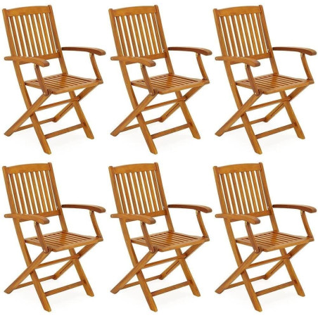 Casaria Set de 6 chaises de jardin Boston en bois d’acacia pliable