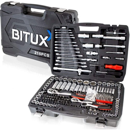 BITUXX Mallette à outils 215 pièces à cliquet douille Adaptateur