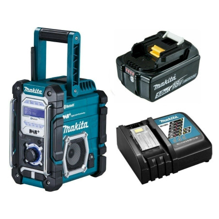 Makita Baustellenradio DMR112 mit DAB+ Bluetooth + 18V Akku 5,0 Ah & Ladegerät