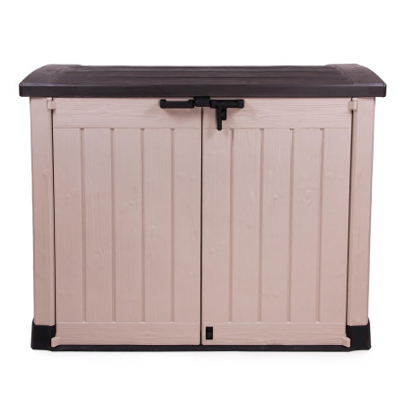 Keter Store it Out Arc 2 x 240 Liter Müll­ton­ne­box Ge­rä­te­schup­pen Gartenbox beige-braun