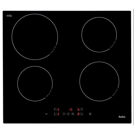 Amica PBCP4VI501FT, Eingebaut, Zo­nen-In­duk­ti­ons­koch­feld, Glas­ke­ra­mik, Schwarz, Rahmenlos, Berührung