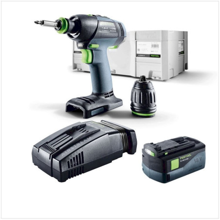 Festool T 18+3 Li-Basic Per­ceuse-vis­seuse sans fil avec boîtier Systainer Plus + 1x Batterie Bp 18 Li 5,2 As + 1x Chargeur