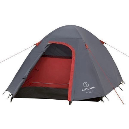 Justcamp Flint 2, Tente de Camping 2 places, 3,12 kg, Tente Dôme - gris