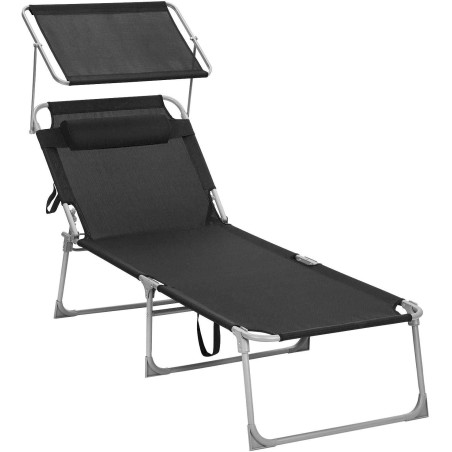 SONGMICS Chaise Longue Bain de Soleil Pliable Noir