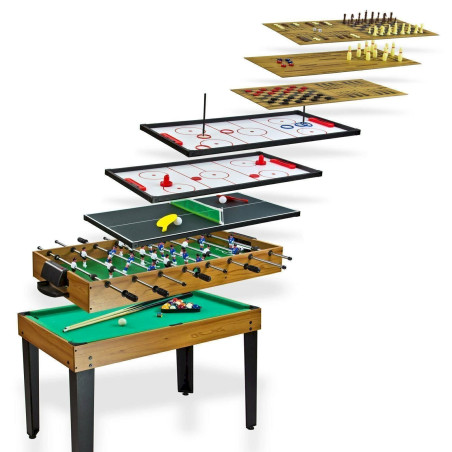 DEMA 70231 Tischkicker Spieltisch Kicker Billard Tischtennis Hockey Multigame 10 in 1