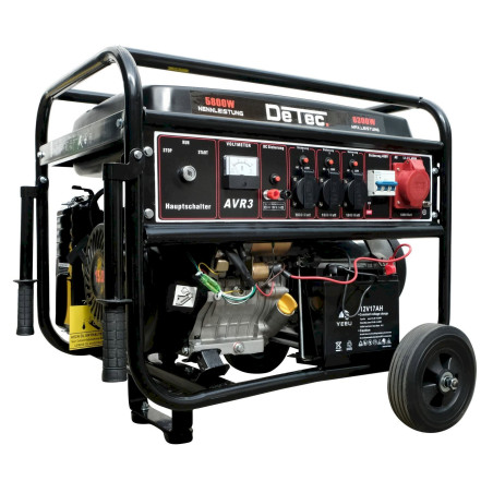 DeTec DT-LB7000E-3 Groupe électrogène à essence 6.3kW 230+400V avec E-Start