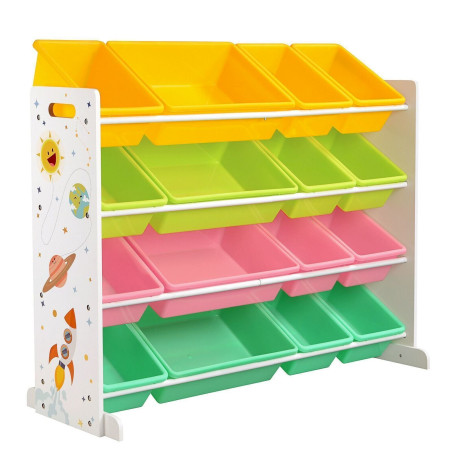 Étagère pour Jouets avec 16 coffres Amovibles en Plastique 106 x 26,5 x 78 cm