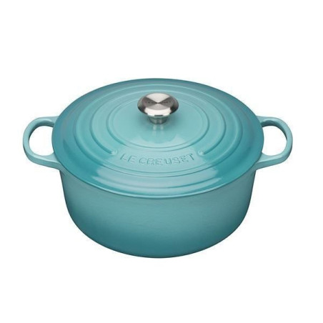 Le Creuset 21177201702430 Signature Cocotte Rond Fonte Bleu Caraïbe 20 cm