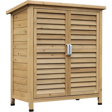 Abri de jardin en bois 87x46,5x96,5cm naturel, avec toit en bitume br