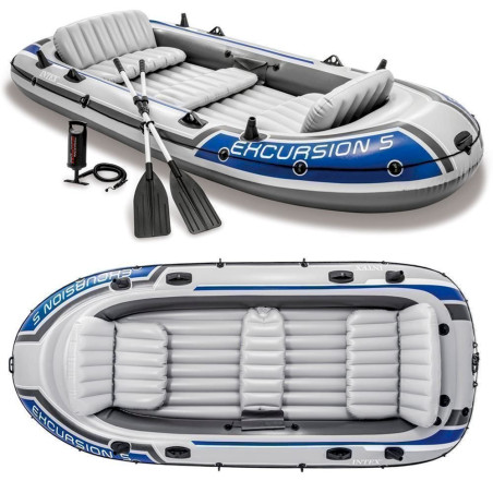 INTEX 68325NP Excursion 5 Set Schlauchboot + Paddel + Pumpe Angelboot für 5 Personen