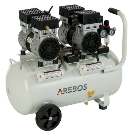 Arebos Ölfreier Flüsterkompressor Druckluft Kompressor 2x800W 50L Luftkompressor 52 dB