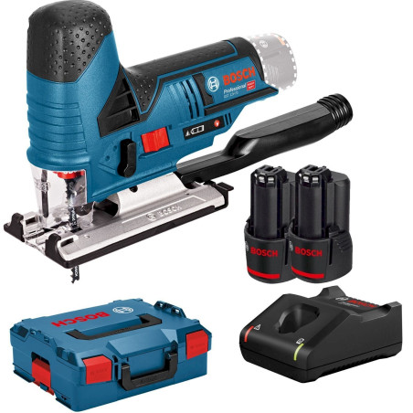 BOSCH Ak­ku-Stich­sä­ge GST 12V-70 in L-Boxx mit 2 Akkus 12 Volt 2,0 Ah + Ladegerät AL1130 CV