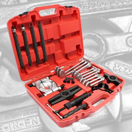 WilTec 51800 Set d'extracteurs hydrauliques dans un coffret pratique avec une force de traction de 10 tonnes