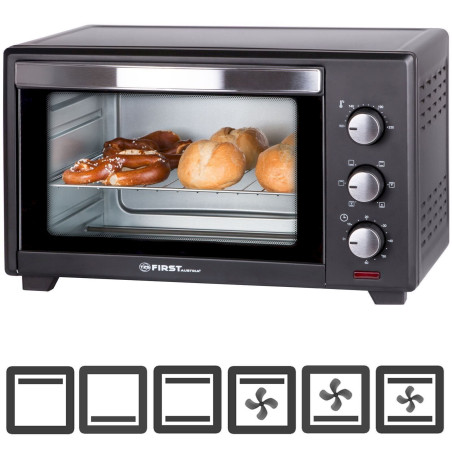 TZS First Austria FA-5043-1 1600 Watt, 30 Liter Mini Backofen mit Umluft Minibackofen, Pizzaofen, Innenlicht