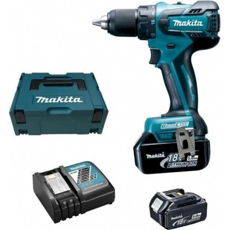 Makita DDF459RTJ 18 V Akku Bohr­schrau­ber im Makpac mit 2 x 5 Ah Akku, Ladegerät