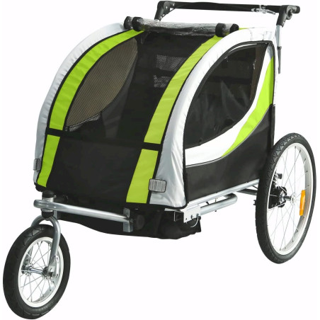 Tiggo Kinderfahrradanhänger Fahrradanhänger Jogger 2in1 Grün-Lemon