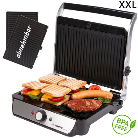 TZS First Austria FA-5344-2 Kontaktgrill Tischgrill Sandwichtoaster Panini-Maker XXL Grill 2000 W Thermostat