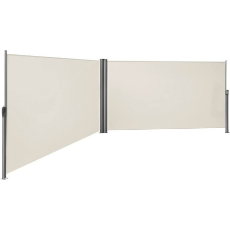 SONGMICS GSA160E Sichtschutz 600 x 180 cm Beige Seitenmarkise Alu Markisenstoff aus Polyester 280 g/m TÜV geprüft