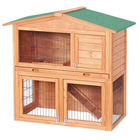 WilTec Cabane à petits rongeurs de luxe à deux étages - Cage à lapins - 50022