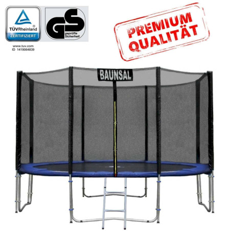 Baunsal GmbH & Co.KG Gartentrampolin oder Tramplin 305 bis 310 cm mit Sicherheitsnetz und Leiter, Blau