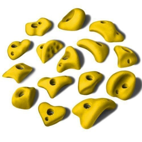 ALPIDEX 15 M / L Klettergriffe im Set Henkel Tritte Klettersteine Kletterwand WILD YELLOW