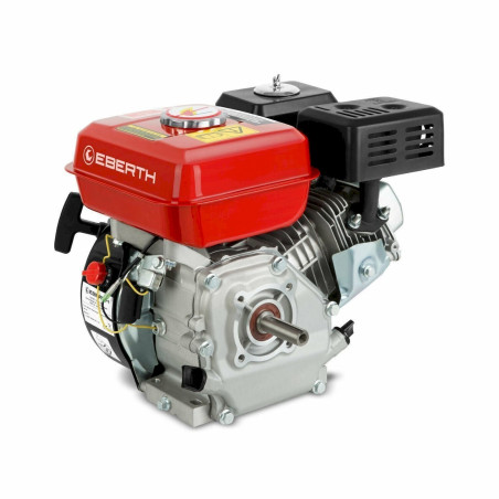 EBERTH 6,5 CV Moteur à essence thermique (20 mm Arbre, Alarme manque d'huile, 4 Temps, 1 Cylindre, Refroidissement à air,