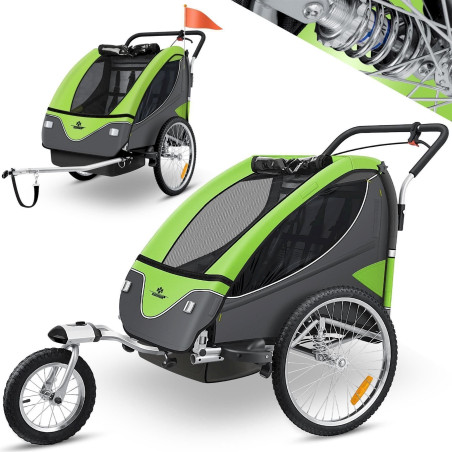 Kesser Kinderanhänger + Jogger 2 in 1 grün/anthrazit