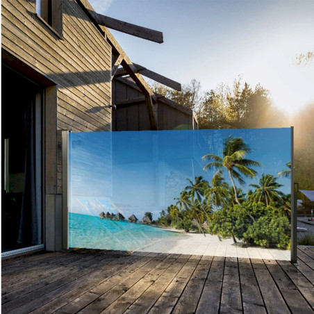 Westerholt Seitenmarkise mit Fotodruck SÜDSEE Rechts 160 x 300 cm Sichtschutz, Windschutz LINKS (Auszug rechts)