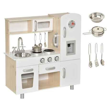 Ensemble de cuisine pour enfants avec accessoires, 77 x 30 x 82 cm blanc