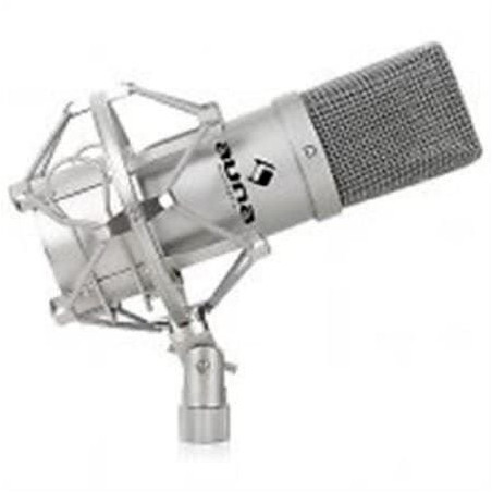 Auna MIC-900S Micro à condensateur USB pour utilisation studio avec suspension, capsule 16 mm, cardoïde 320 Hz-18 KHz argent