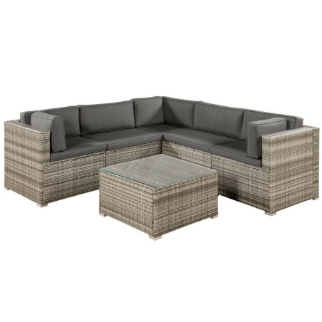 ArtLife 200132 Gartenmöbel Polyrattan Lounge Rattan Gartenset Sitzgruppe beige-grau