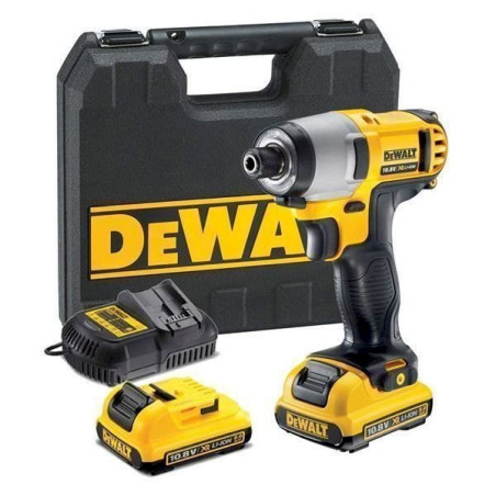 DeWalt Akku-Schlagschrauber (10,8 V, 1/4 Zoll-Aufnahme, 107 nm Drehmoment, Rechts-/Linkslauf, LED-Licht, inkl. 2 x 2,0Ah Akkus,