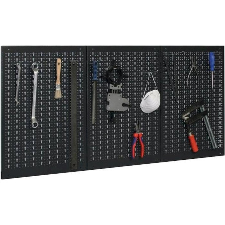 Küpper Porte-outils pour plaque perforée anthracite 1200 x 600 mm 3 pièces Euro perforation avec 12 crochets