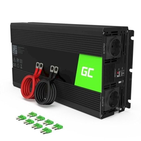 Green Cell Convertisseur de tension DC 12V à AC 230V 1500W/3000W Pur sinus