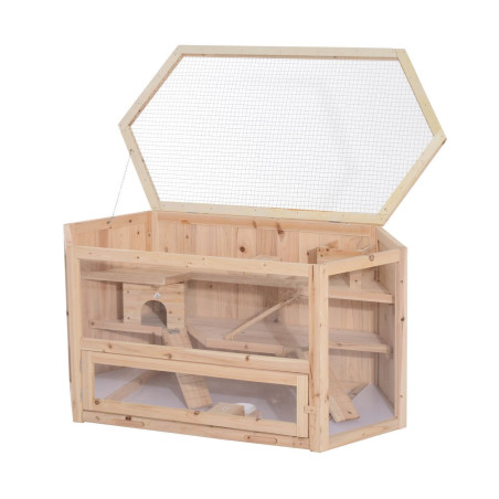 Pawhut D51-082 Cage pour rongeurs 3 étages en Bois de Sapin