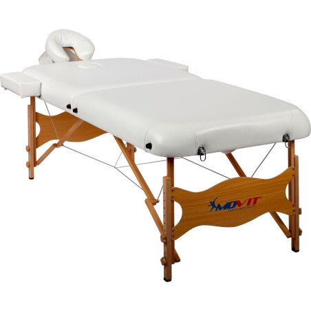 MOVIT Table de massage Deluxe avec housse, repose-tête et repose-bras, blanc