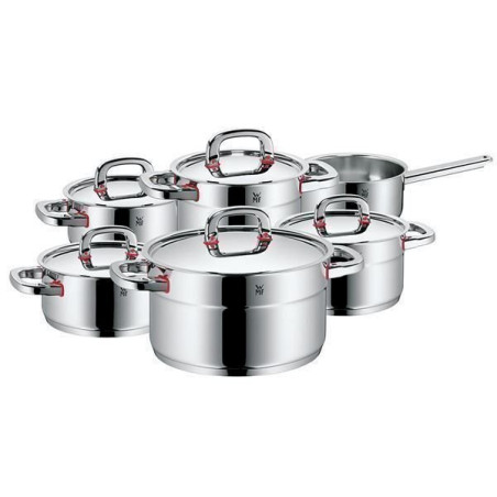 WMF Topf-Set 6-teilig Bratentopf Fleischtopf Stielkasserolle Premium One Innenskalierung Dampföffnung Made in Germany Cool+