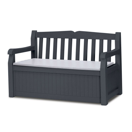 Keter Banc de jardin Eden 2 personnes avec coffre de rangement anthracite gris