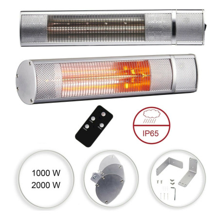 Arebos Radiateur Infrarouge Réchauffeur Émetteurs Infrarouges Chauffage De Patio 2000W Argent