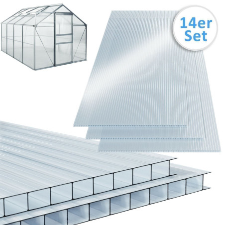 Deuba 101737 14x Polycarbonat Hohlkammerstegplatten 4mm Doppelstegplatte Hohlkammerplatten